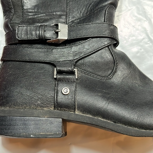 GUESS BLACK Harson TALL RIDING BOOTS 9M side zip buckle GGHILIGHT stretchy calf - Picture 11 of 14